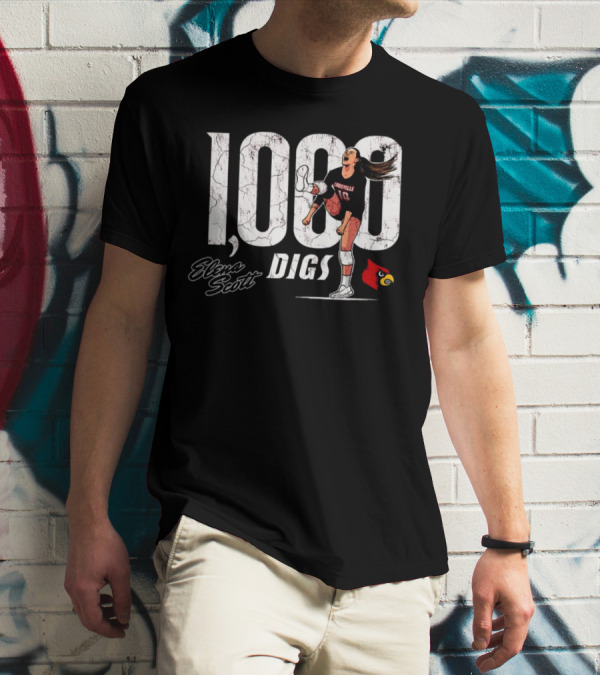 Elena Scott 1000 Digs Louisville Cardinals Volleyball Achievement T-Shirt