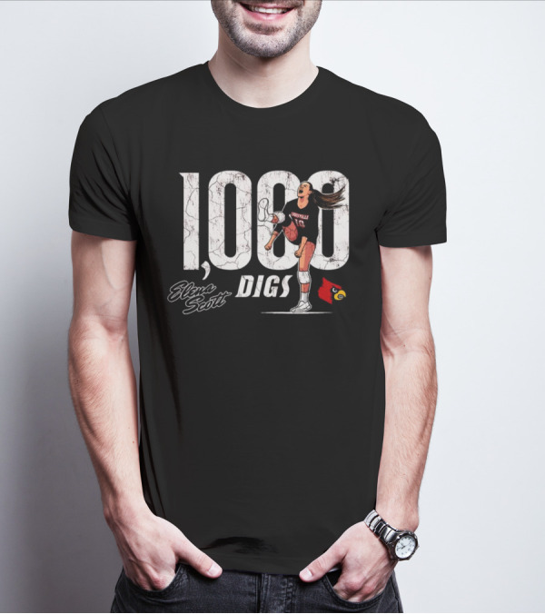 Elena Scott 1000 Digs Louisville Cardinals Volleyball Achievement T-Shirt