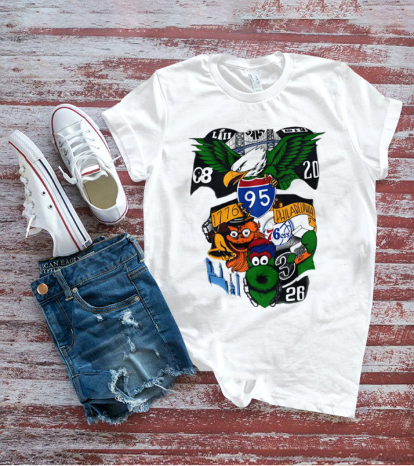 LII Eagle 215 Philadelphia 98 20 1776 76ers 26 Mascot T-Shirt