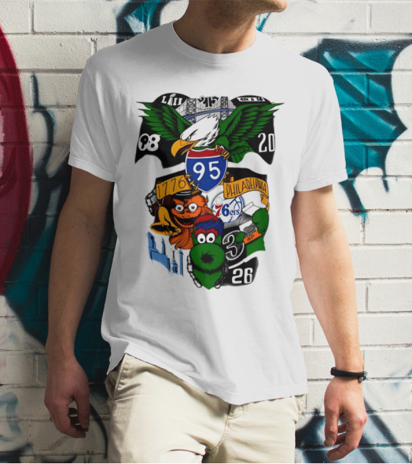 LII Eagle 215 Philadelphia 98 20 1776 76ers 26 Mascot T-Shirt