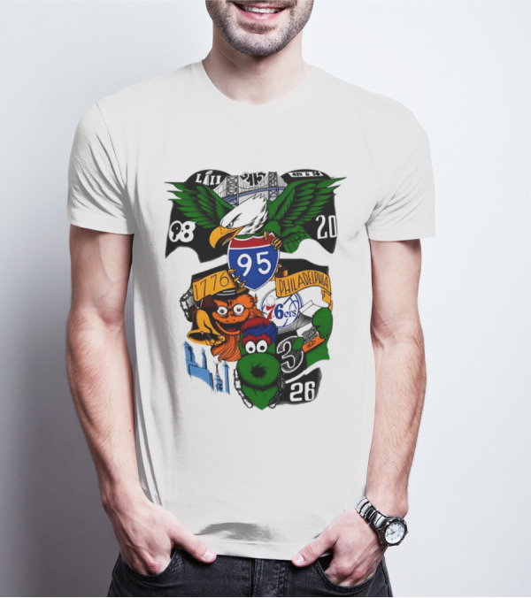 LII Eagle 215 Philadelphia 98 20 1776 76ers 26 Mascot T-Shirt