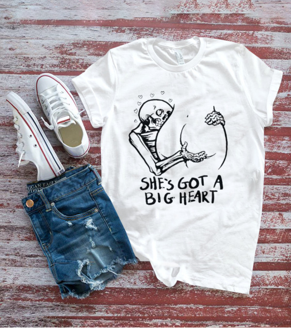 She's Got A Big Heart Skeleton Hugging T-Shirt