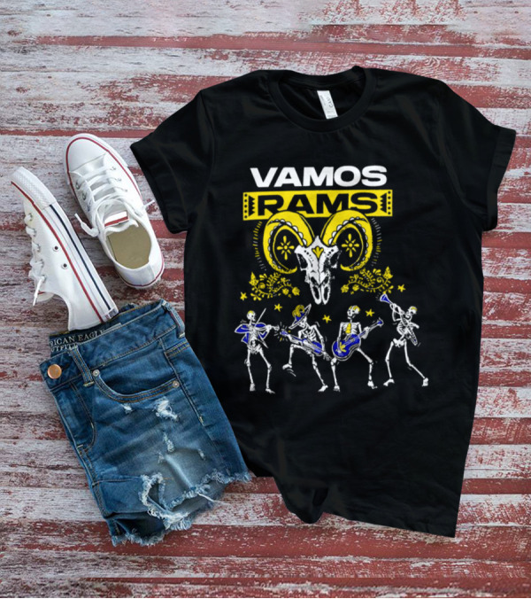 Vamos Rams Dia De Los Muertos Skeleton Dance T-Shirt