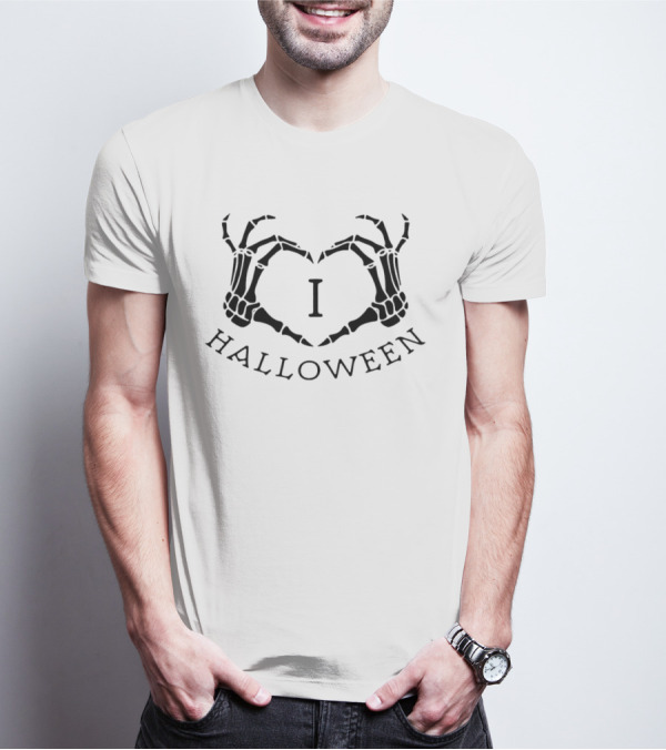 Skeleton Heart I Love Halloween T-Shirt