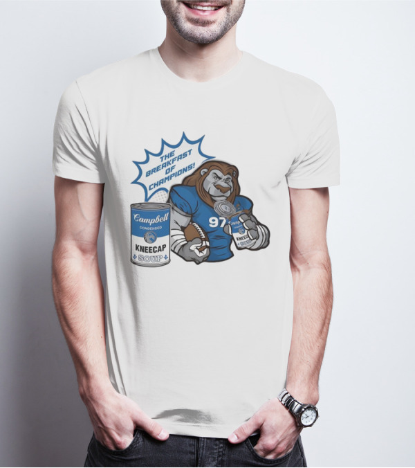 Campbell Soup Kneecap Breakfast Of Champions Detroit Lions T-Shirt