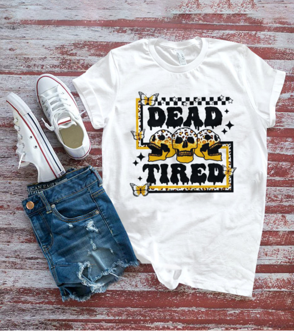 Dead Tired Skull Butterflies Stars Trio T-Shirt