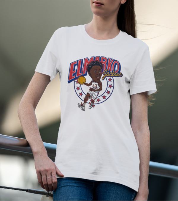 Elmarko Jackson Kansas Jayhawks Basketball Vintage Stars T-Shirt