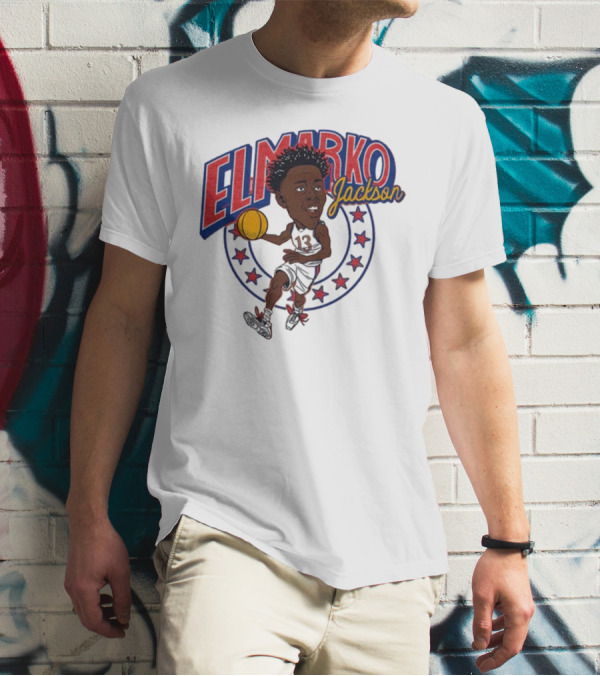 Elmarko Jackson Kansas Jayhawks Basketball Vintage Stars T-Shirt
