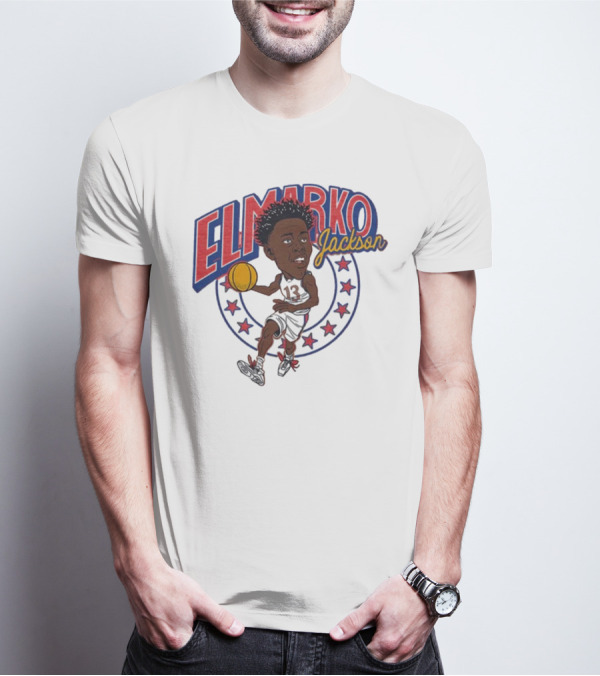 Elmarko Jackson Kansas Jayhawks Basketball Vintage Stars T-Shirt