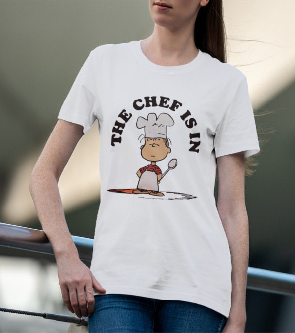 Linus Peanuts The Chef Is In Cooking Spoon Comic Character T-Shirt