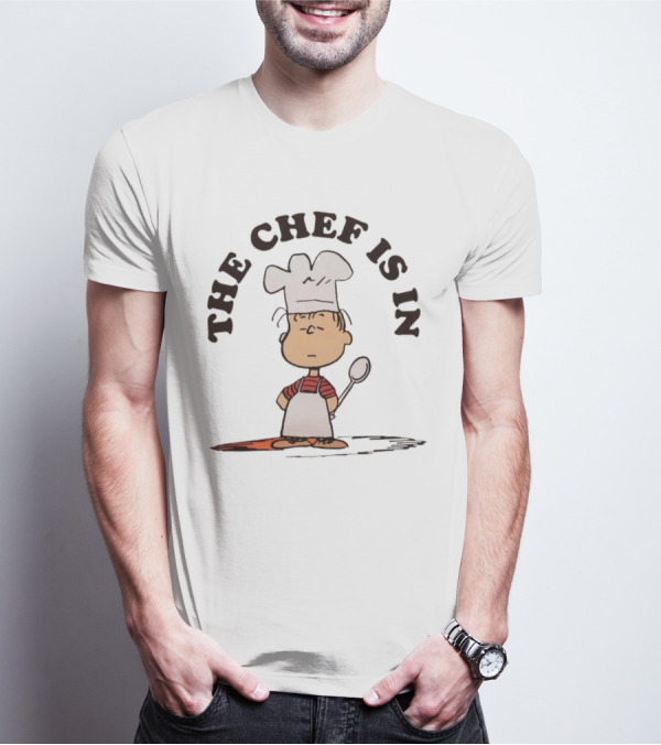 Linus Peanuts The Chef Is In Cooking Spoon Comic Character T-Shirt