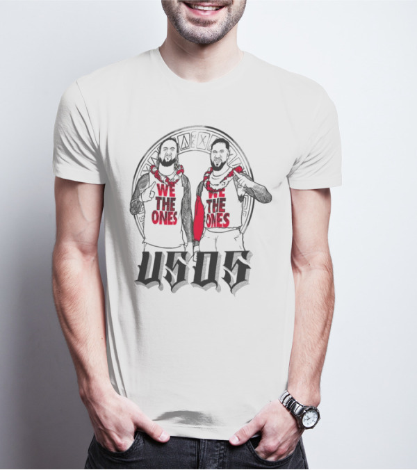 Ripple Junction Gray The Usos We The Ones Red Text And Figures T-Shirt