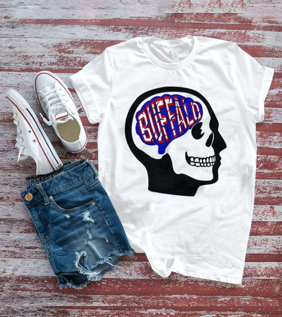 Buffalo Brain Outline In Skull T-Shirt