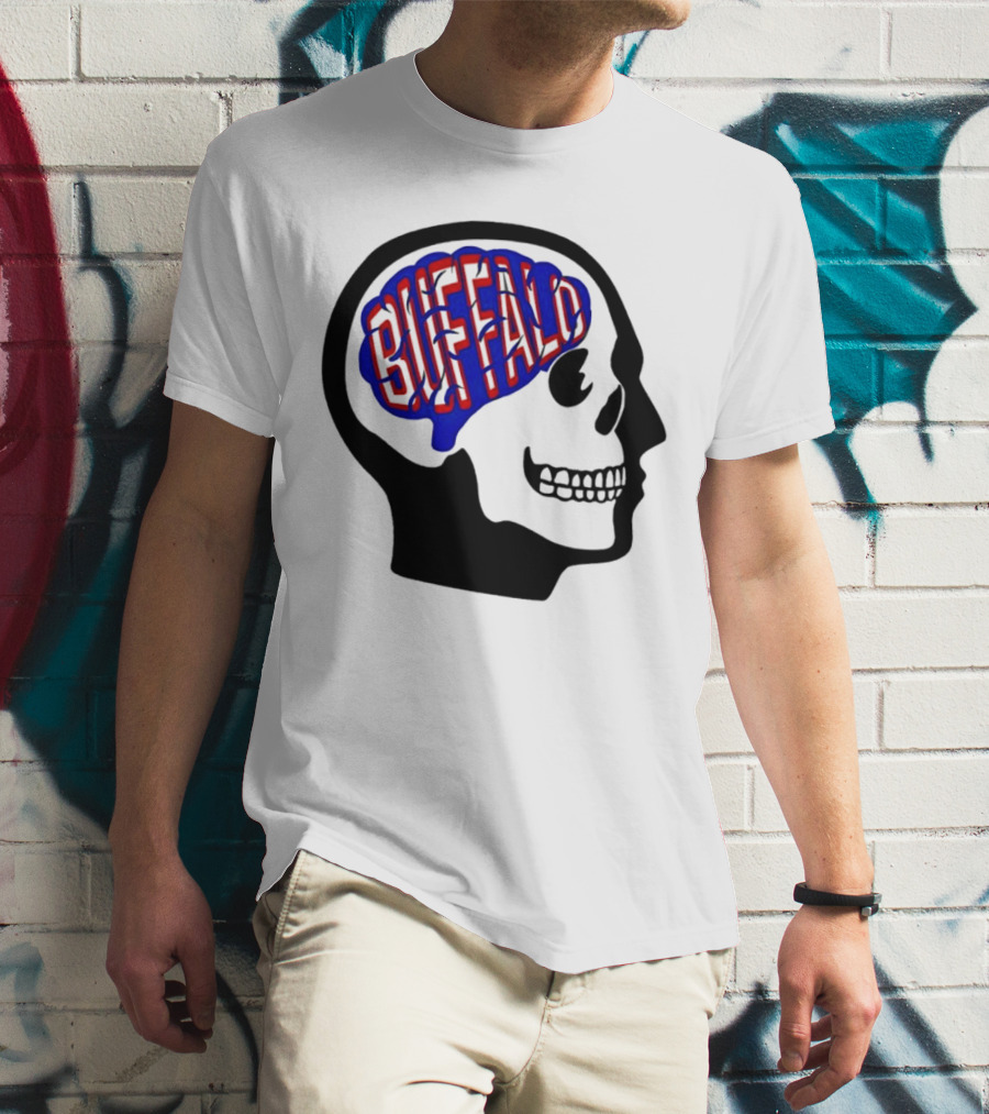 Buffalo Brain Outline In Skull T-Shirt