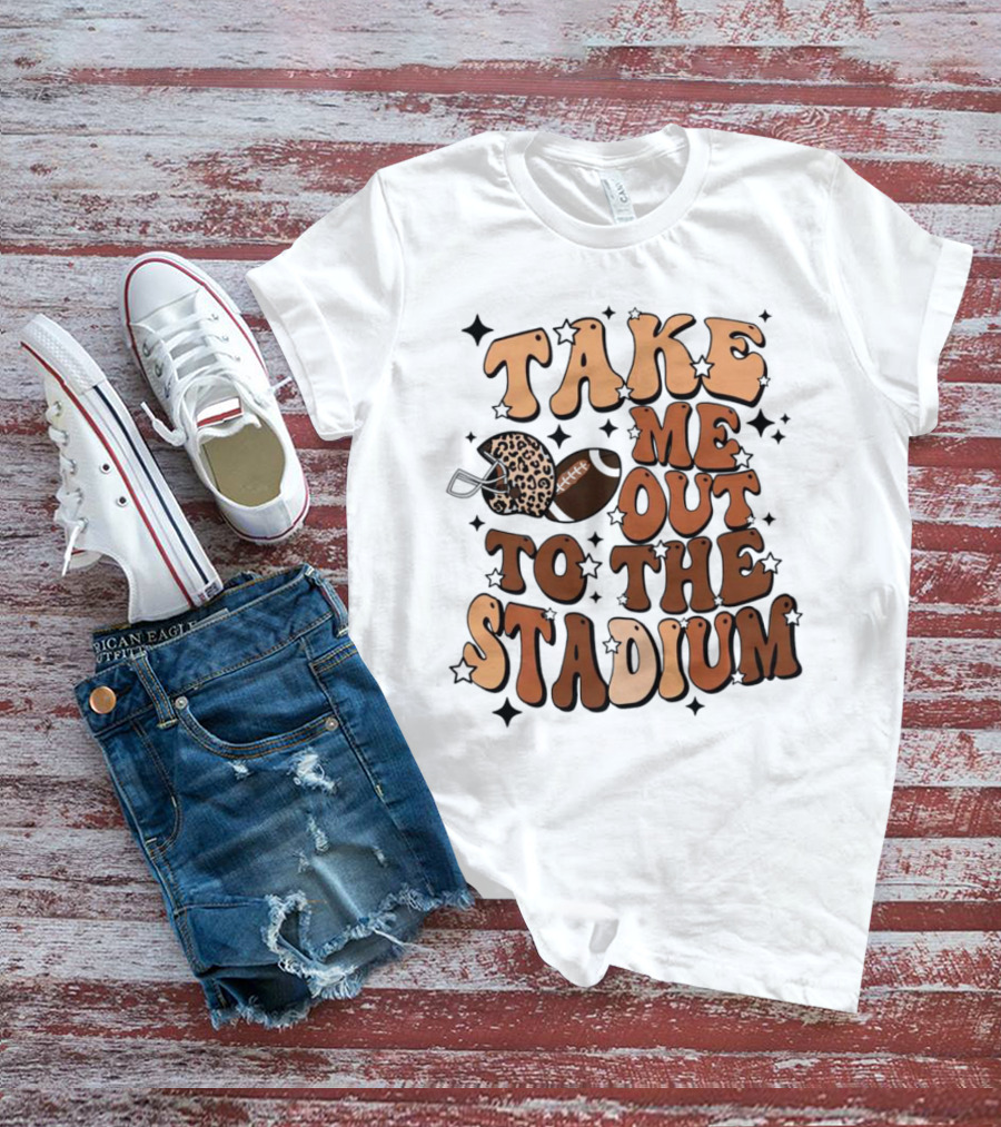 Take Me Out To The Stadium Leopard Helmet Football T-Shirt