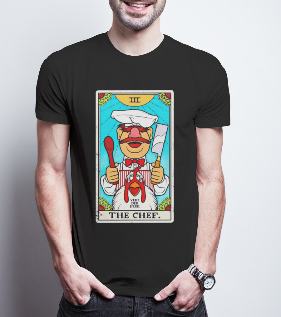 The Chef Tarot Card Vert Der Ferk Spoon Cleaver Chicken T-Shirt