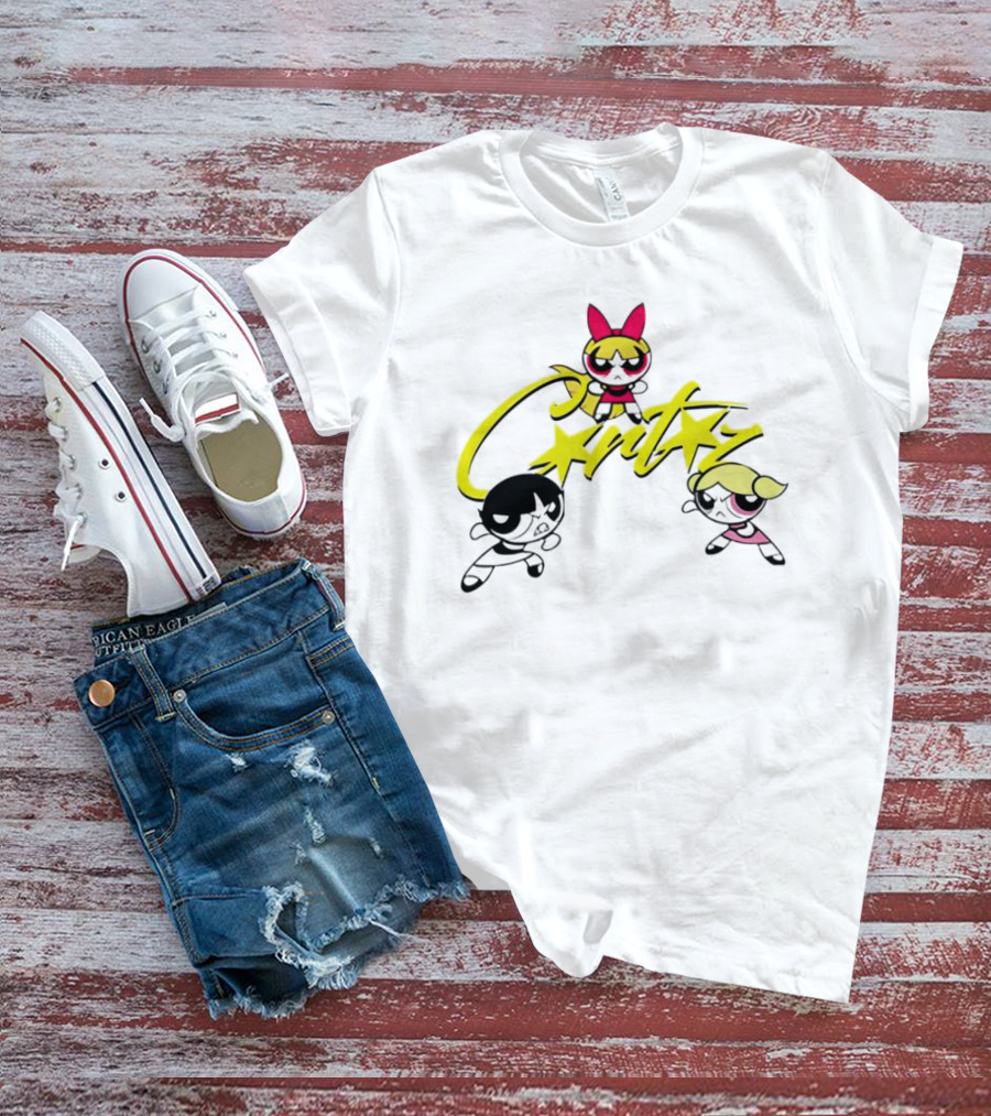 The Powerpuff Girls Corteiz Logo With Characters Buttercup Blossom Bubbles T-Shirt