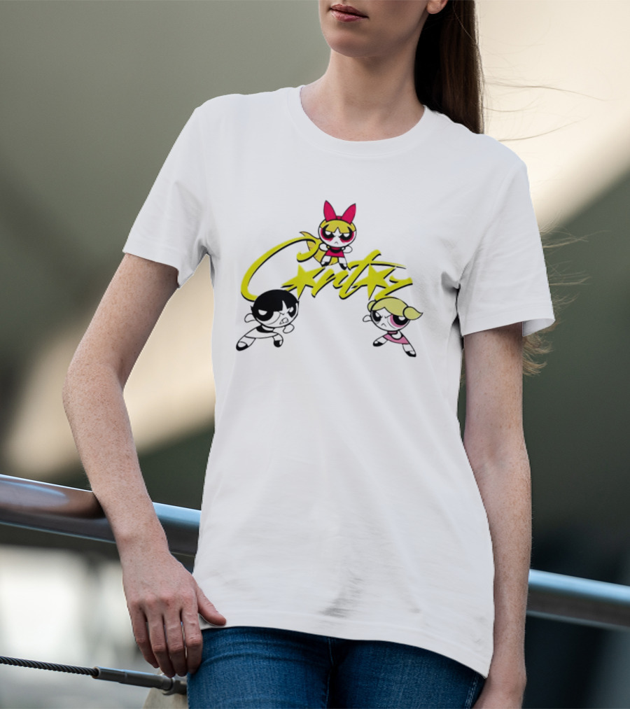 The Powerpuff Girls Corteiz Logo With Characters Buttercup Blossom Bubbles T-Shirt