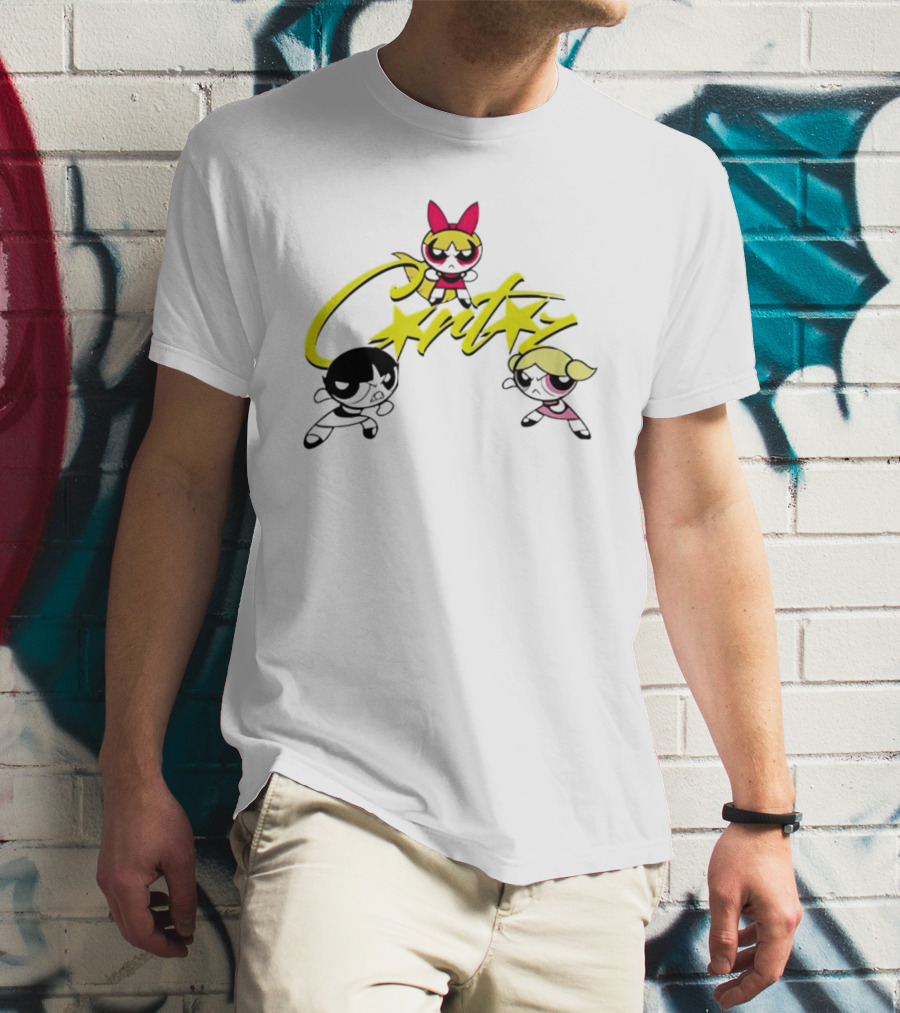 The Powerpuff Girls Corteiz Logo With Characters Buttercup Blossom Bubbles T-Shirt