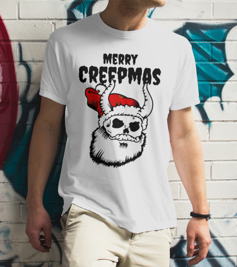 Merry Creepmas Horror Santa Skull Christmas T-Shirt