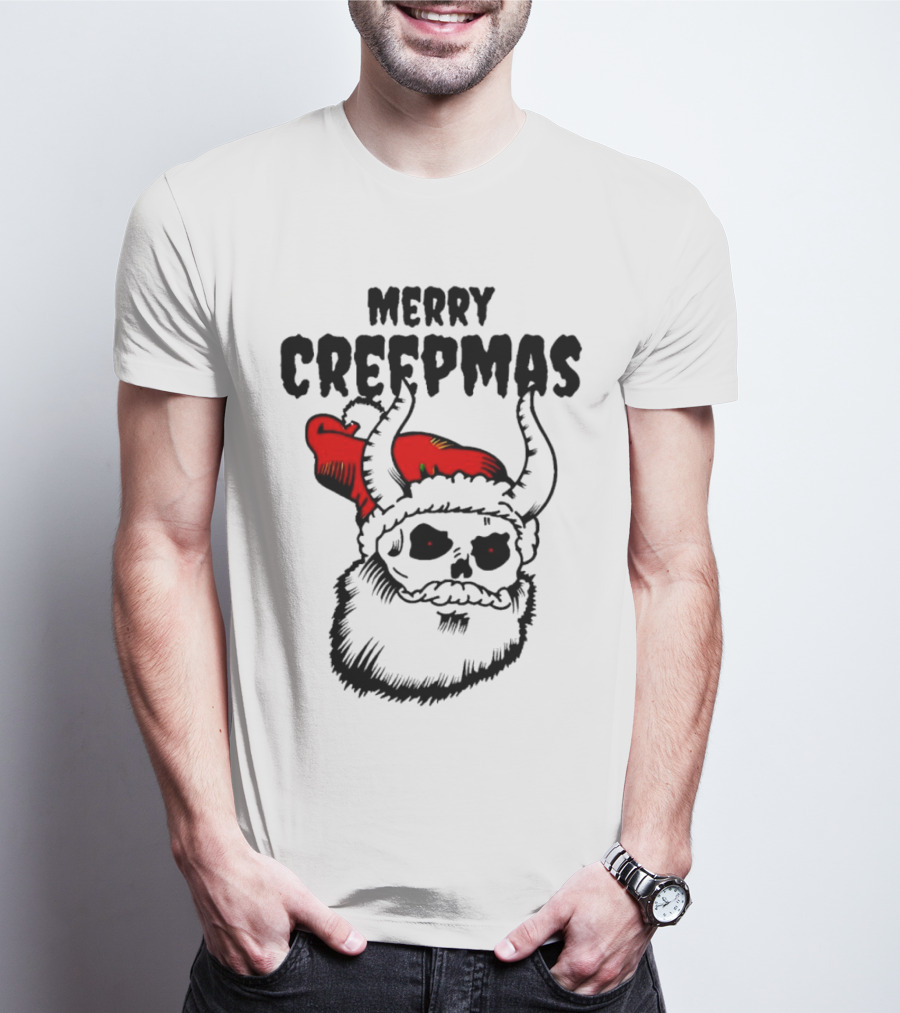 Merry Creepmas Horror Santa Skull Christmas T-Shirt