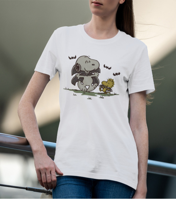 Snoopy And Woodstock Peanuts Spooky Halloween Fun T-Shirt