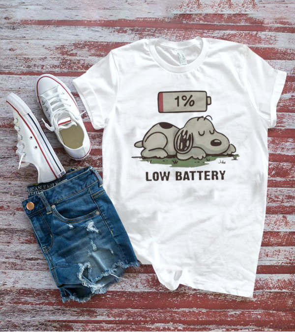 Snoopy Peanuts Low Battery 1% Nap T-Shirt