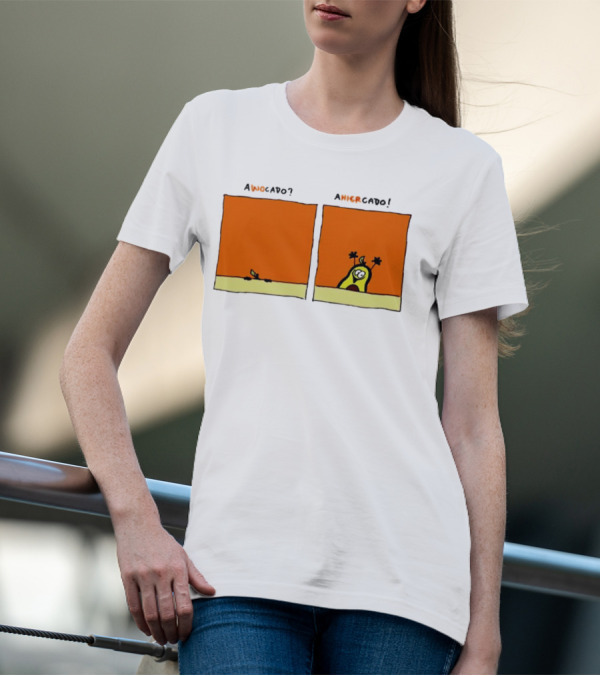 Awocado Ahiercado Funny Avocado Comic Two Panel Joke T-Shirt