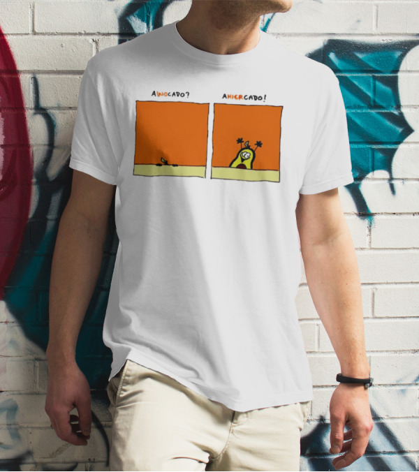 Awocado Ahiercado Funny Avocado Comic Two Panel Joke T-Shirt