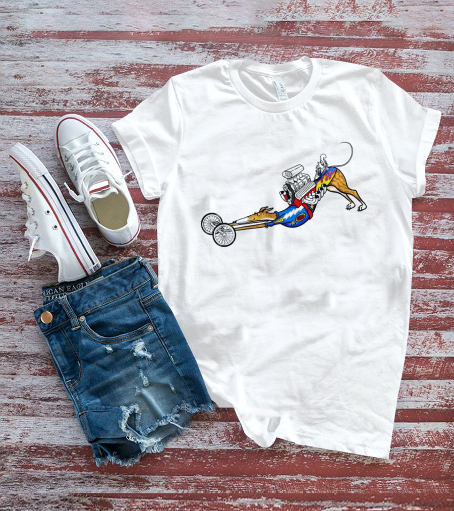 The Indianapolis One Cartoon Dog Dragster Engine Racing T-Shirt