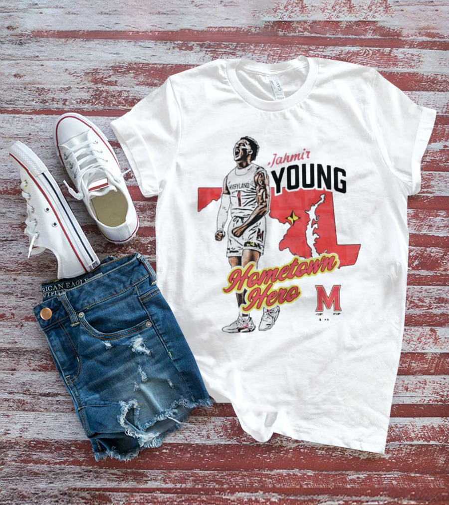 Jahmir Young Hometown Hero Maryland Map Red Star M T-Shirt