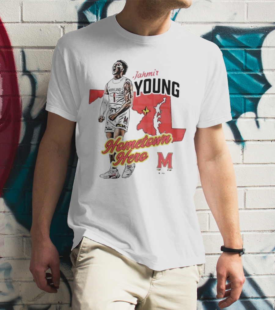 Jahmir Young Hometown Hero Maryland Map Red Star M T-Shirt