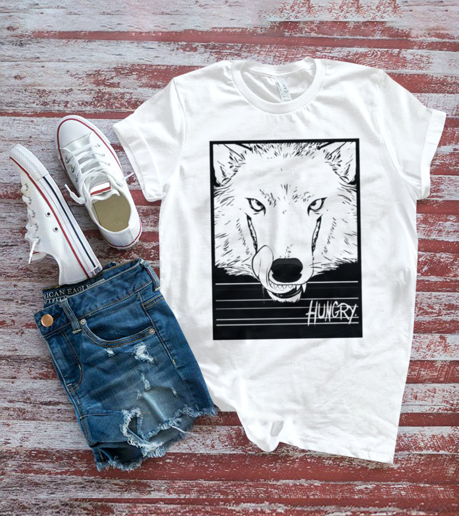 Wolf Hungry Fierce Stare With Textured Brush Strokes T-Shirt