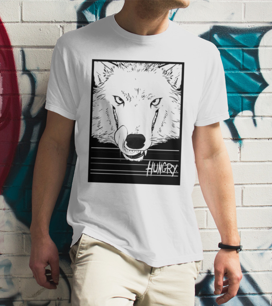 Wolf Hungry Fierce Stare With Textured Brush Strokes T-Shirt