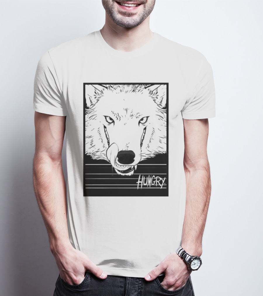 Wolf Hungry Fierce Stare With Textured Brush Strokes T-Shirt