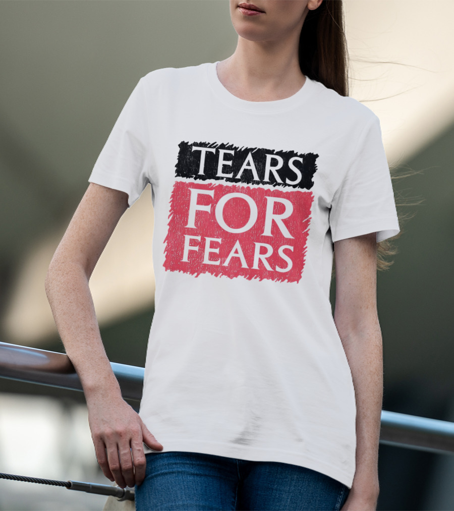 Tears For Fears Text In Black On Pink Background T-Shirt
