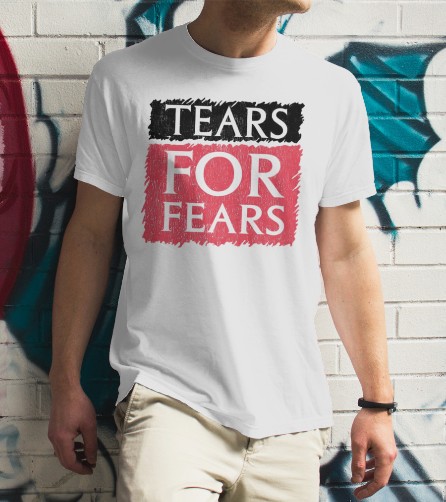 Tears For Fears Text In Black On Pink Background T-Shirt