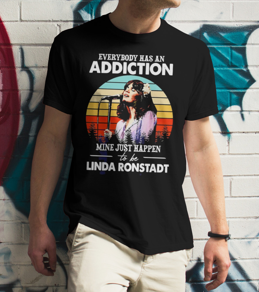 Everybody Has An Addiction Mine Just Happen To Be Linda Ronstadt Vintage Sunset Microphone Performance T-Shirt