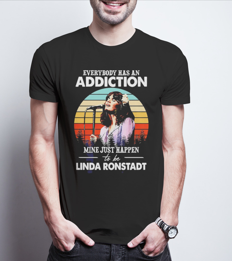 Everybody Has An Addiction Mine Just Happen To Be Linda Ronstadt Vintage Sunset Microphone Performance T-Shirt