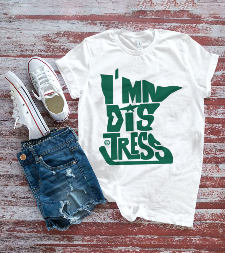 I MN Dis Tress Minnesota Silhouette And Hockey Stick T-Shirt