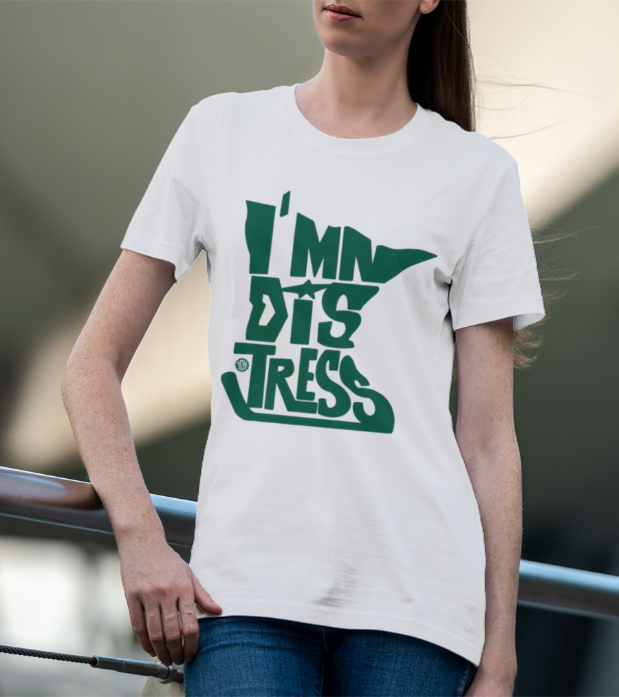 I MN Dis Tress Minnesota Silhouette And Hockey Stick T-Shirt
