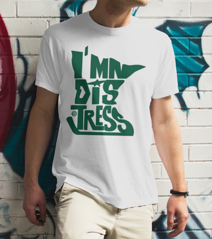 I MN Dis Tress Minnesota Silhouette And Hockey Stick T-Shirt