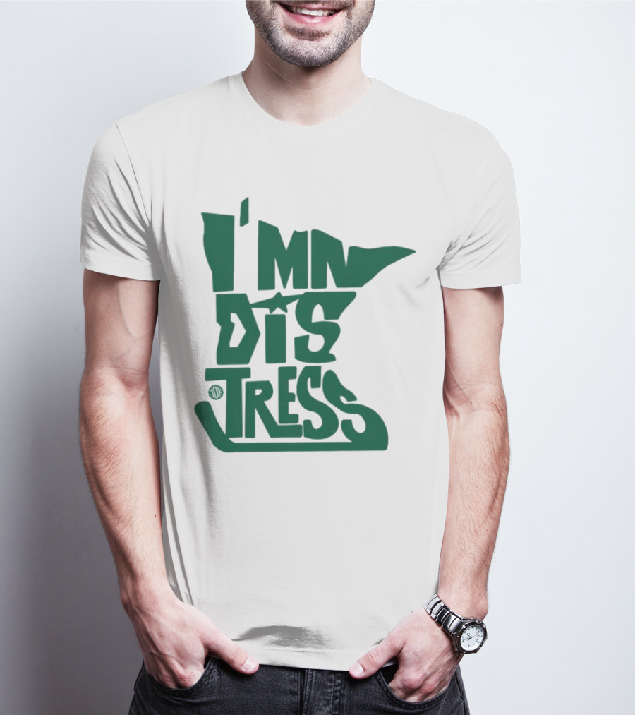 I MN Dis Tress Minnesota Silhouette And Hockey Stick T-Shirt