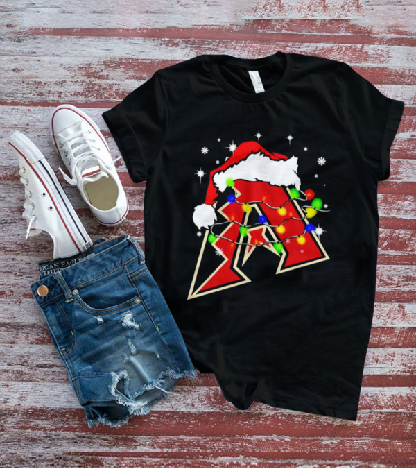 Santa Hat Arizona Diamondbacks Christmas Lights T-Shirt