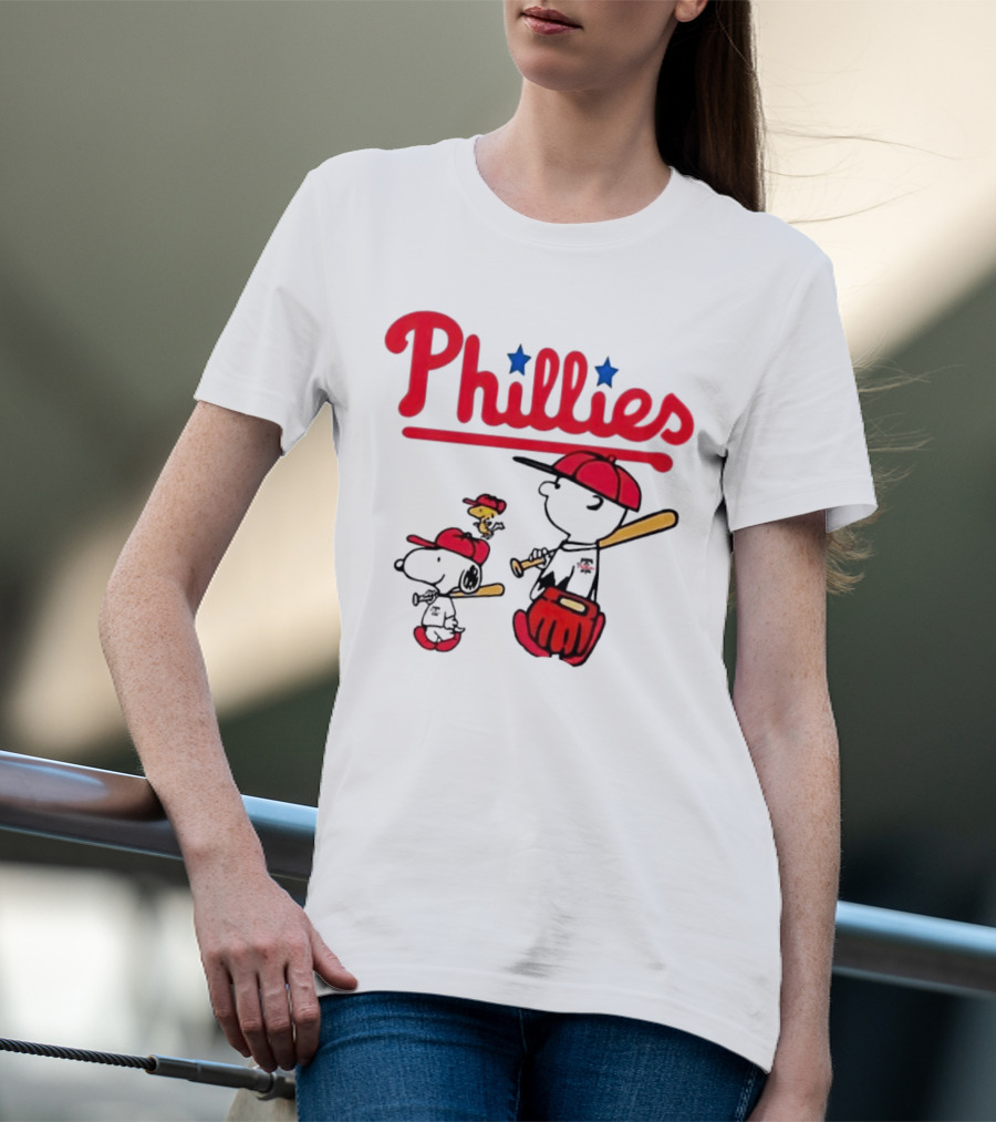 Phillies Snoopy Woodstock Charlie Brown Peanuts Baseball T-Shirt
