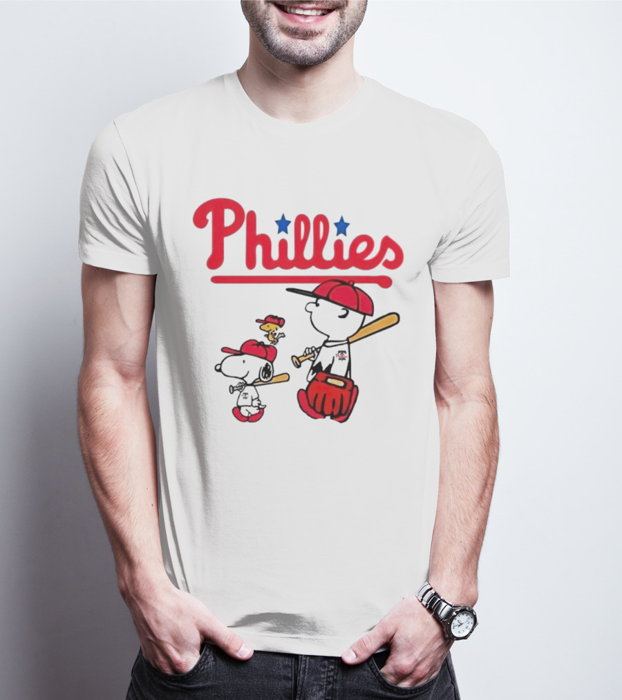 Phillies Snoopy Woodstock Charlie Brown Peanuts Baseball T-Shirt