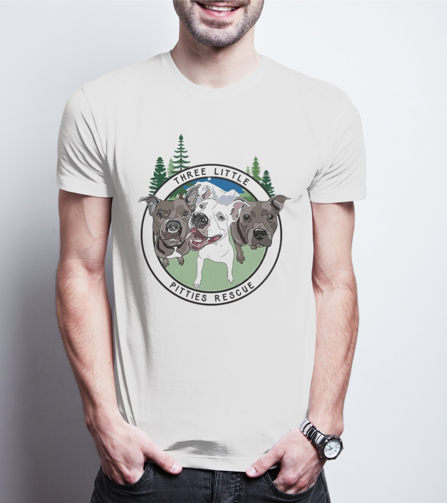 Three Little Pitties Rescue Forest Trio Dogs T-Shirt