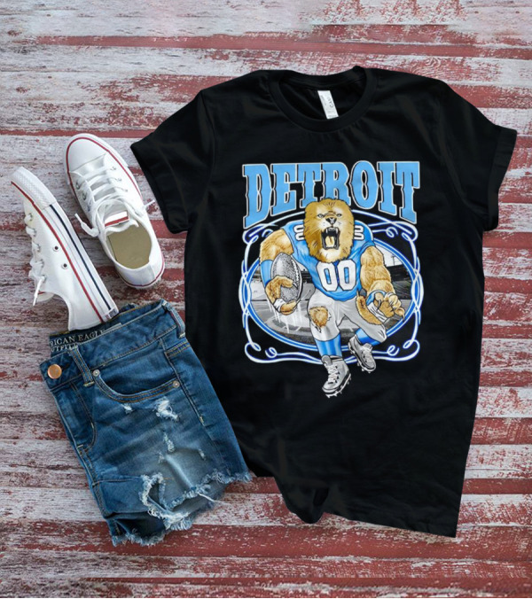 Detroit Lions Football 00 Mascot Running T-Shirt