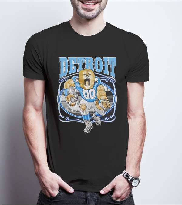 Detroit Lions Football 00 Mascot Running T-Shirt