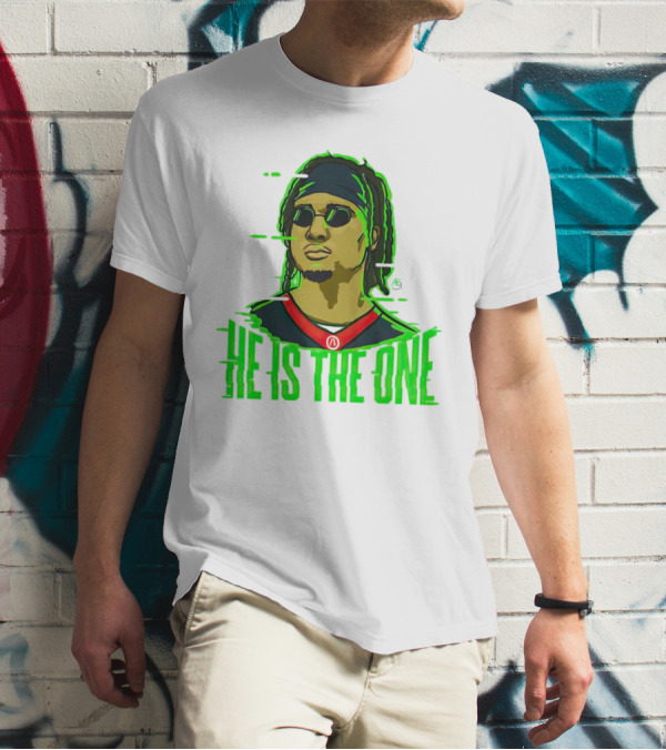 He Is The One Cryptic Neon Style Cartoon T-Shirt